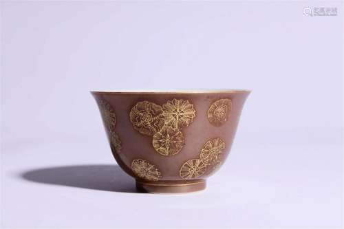 Painted Peach Bloom Glaze Flower Cup