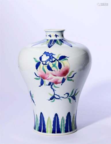 Famille Rose and Underglaze Blue Peaches Meiping