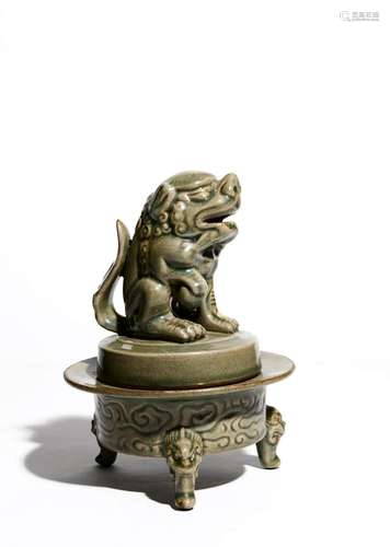 Celadon-Glazed Lion-Finial Censer