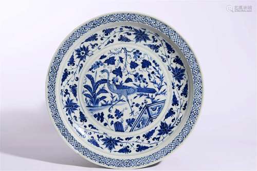 Blue and White Peacock Plate