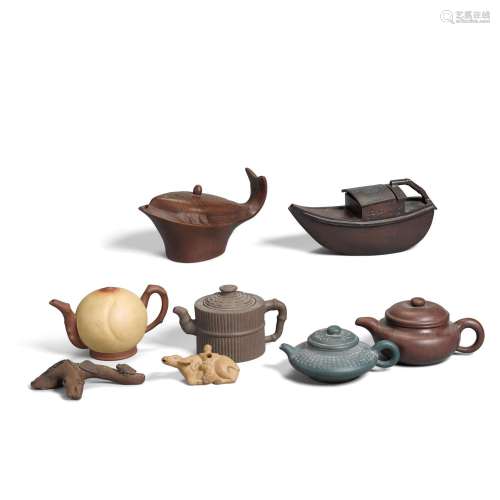 A GROUP OF EIGHT YIXING WARES Late 19th/20th century