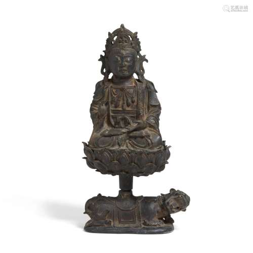 A BRONZE SEATED FIGURE OF BODHISATTVA Late Ming Dynasty