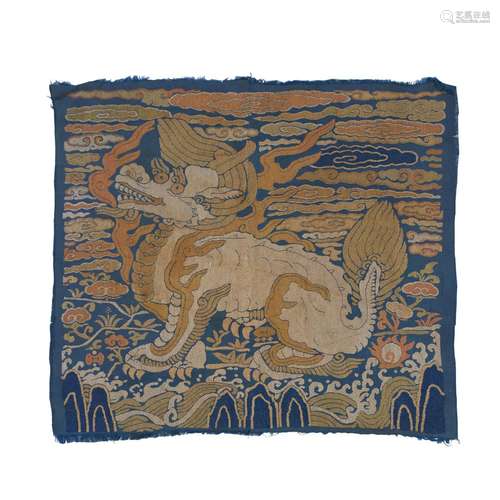 A SILK KESI 'QILIN' RANK BADGE Ming dynasty