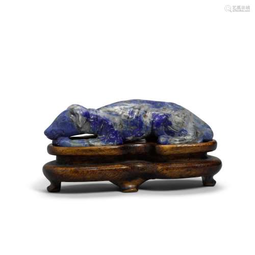 A LAPIS LAZULI FIGURE OF A HOUND Late Qing dynasty