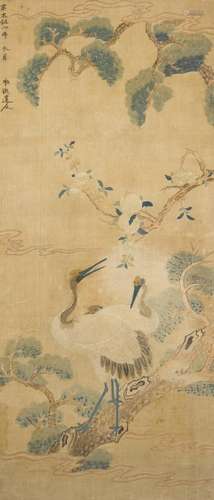 AN EMBROIDERED SILK 'LONGEVITY' PANEL Qing dynasty