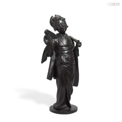 A CAST BRONZE FIGURE OF A BEAUTY Meiji era (1868-1912), date...