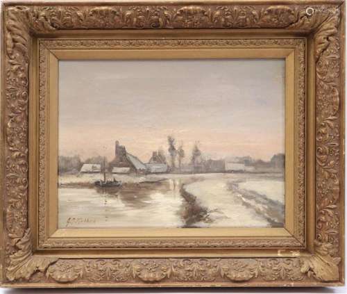 Signed G J Koekkoek, Dutch winter landscape