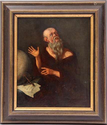 Anonymous, depicting a man with globe and cross