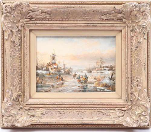 Signed H Balman, Dutch winter landscape