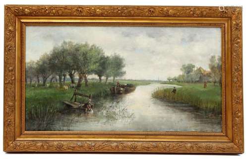 Signed Gray Sneek, Landscape with water