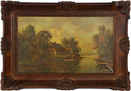 Unclearly signed, Dutch landscape with a farm