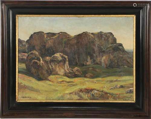 Signed J Habbema, landscape with rocks