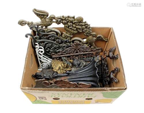 Crate with cast iron ornaments