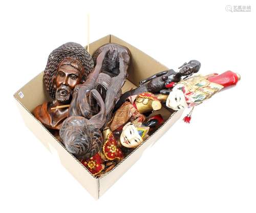 Lot wooden carving statues