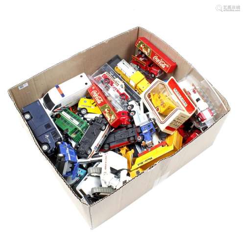 Box of various toy cars