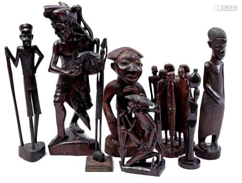 3 Asian and African wooden statues