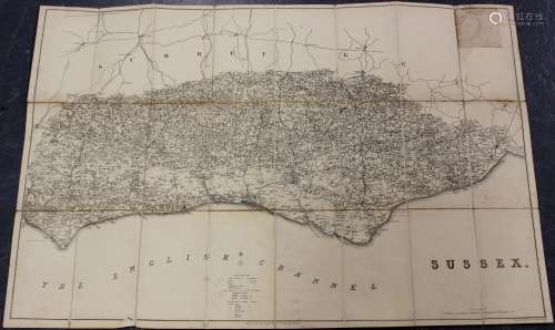 F. Bryer (engraver) - Sussex (Map of the County), engraving ...