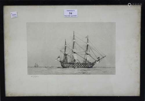 William Lionel Wyllie - H.M.S. Victory, a pair of early 20th...