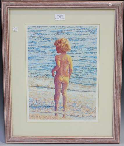 John Gallo - A Boy on a Beach, 20th century colour print, si...