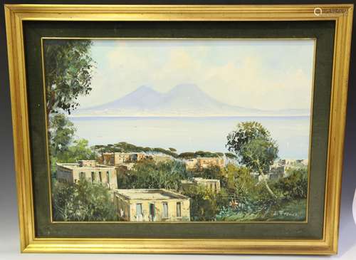 Di Franco - The Bay of Naples with Mount Vesuvius, 20th cent...