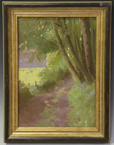 Gerald Norden - Shady Path, 20th century oil on board, signe...