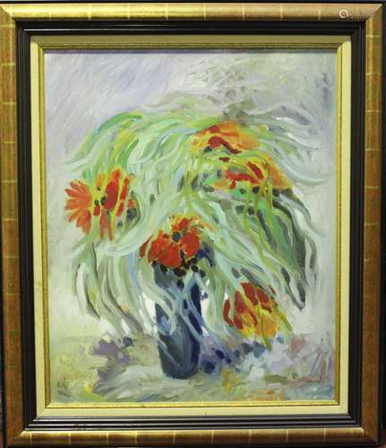 Michel Paradis-Sauval - Still Life of Flowers in a Vase, 20t...