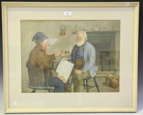 Fred M. Evans - Two Elderly Men in an Interior, early 20th c...