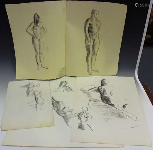 A quantity of pencil, charcoal and ink drawings, the majorit...