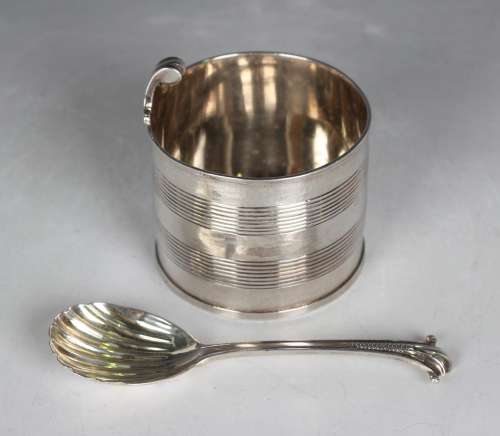 A rare George III silver cream piggin or pail of cylindrical...