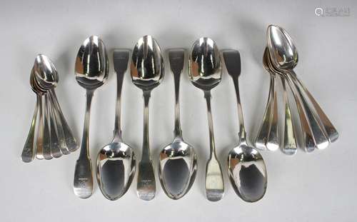 A set of four George III silver Fiddle pattern tablespoons, ...