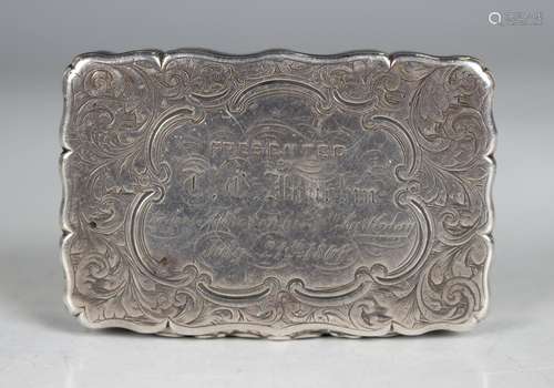 An early Victorian silver shaped rectangular snuff box, the ...