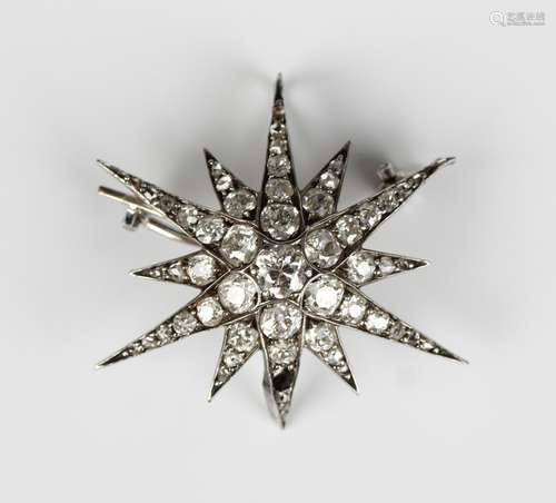 A late Victorian diamond pendant brooch, designed as a starb...