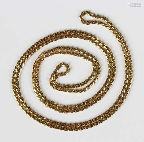 A gold serpentine link neckchain, unmarked, weight 9.9g, len...