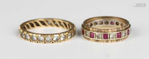 A gold and synthetic colourless spinel full eternity ring, d...