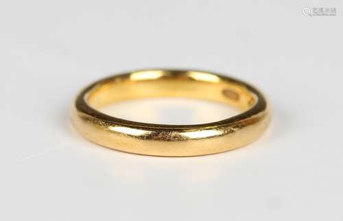 A 22ct gold wedding ring, Birmingham 1928, weight 4.8g, ring...