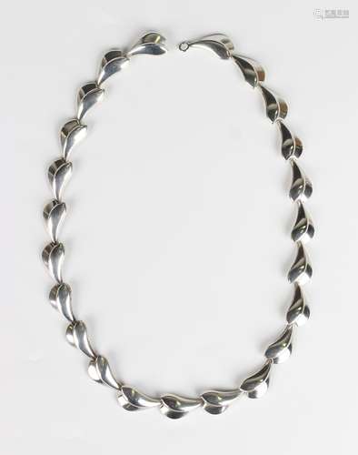 A Georg Jensen Lotus necklace, designed by Per Hertz, detail...