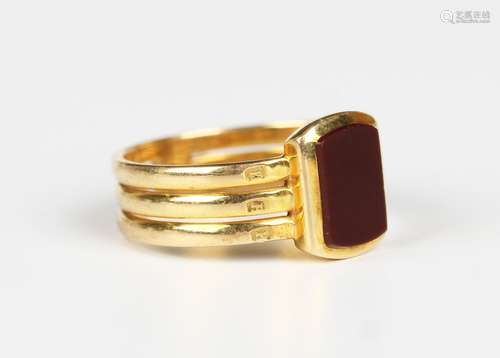 A Victorian 18ct gold and curved rectangular cornelian signe...