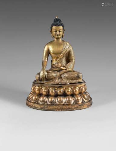 Importante statuette de bouddha Sakyamuni assis en padmasana...