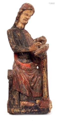 Saint Jean évangéliste. En bois sculpté en demie ronde bosse...