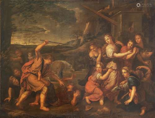 Moïse défend les filles de Jéthro. Huile sur toile. 92,5 x 1...
