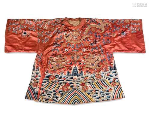 Robe de cérémonie du temple du roi céleste en soie rouge cor...