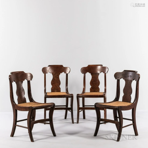Four Classical Tiger and Bird's-eye Maple Side Chairs, ...