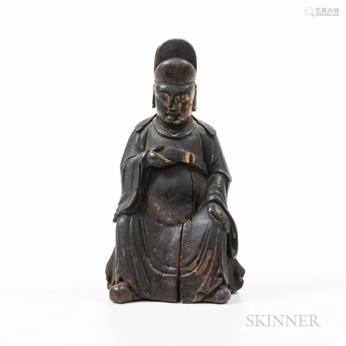Small Carved Wood Statue of an Official, China, Ming style, ...