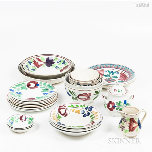 Group of Mostly English Soft Paste Tableware, late 19th cent...