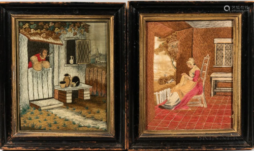 Two Framed Wool-work Pictures, possibly late 19th century, o...