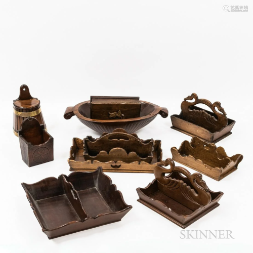 Group of Mahogany and Pine Domestic Items, the knife boxes w...