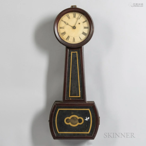 Mahogany "Banjo" Clock, with reverse-painted glass...