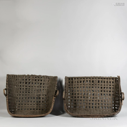 Two Large Harvest Baskets, splint with handles, 41x 27 1/2, ...