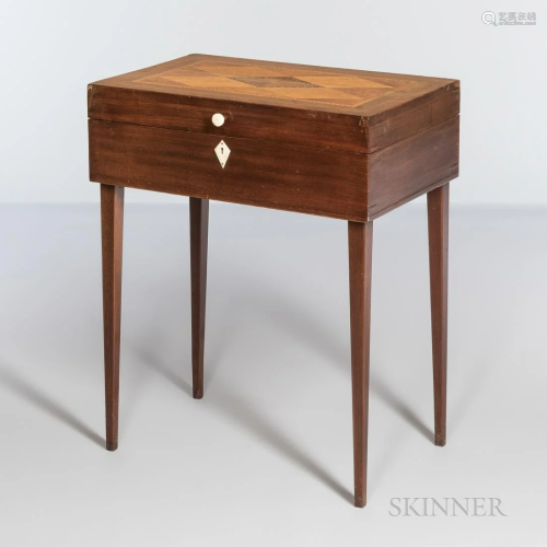 Continental Parquetry-inlaid Mahogany Sewing Stand, early 19...