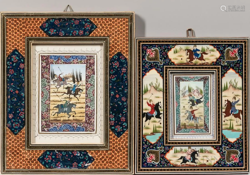 Two Miniature Paintings, Persia, 20th century, ink and opaqu...